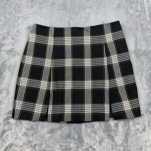 Aritzia Sunday BEST Mandy Skirt Womens Sz 10 Black Plaid Pleated Mini Academia